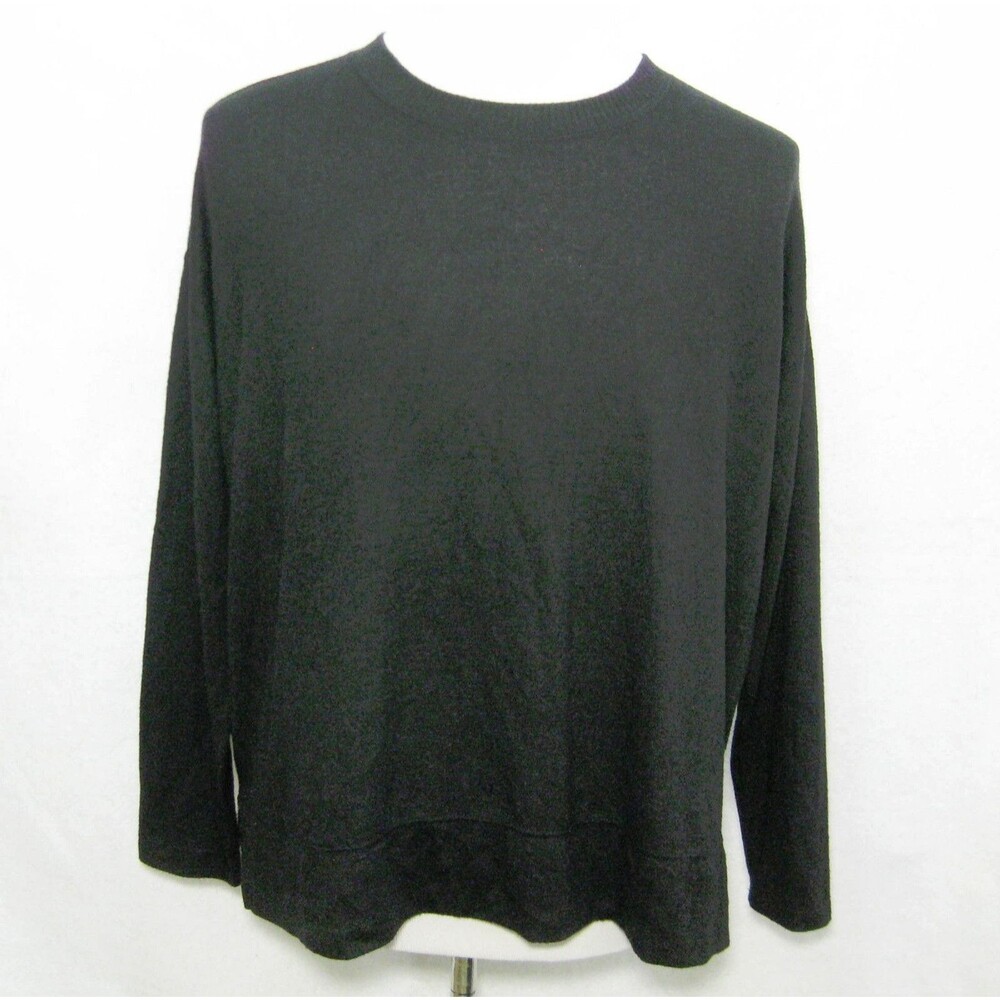 LUCKY BRAND Men's (Size Large) Solid Black Sweater Viscose Crewneck Shirt Top